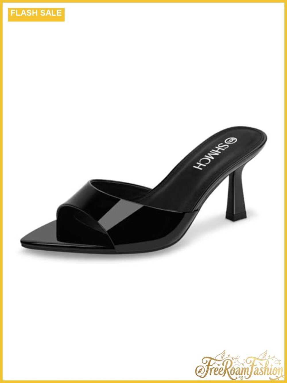 Pointed Toe Kitten Heel Mules, Slip On Open Toe Heeled Sandals